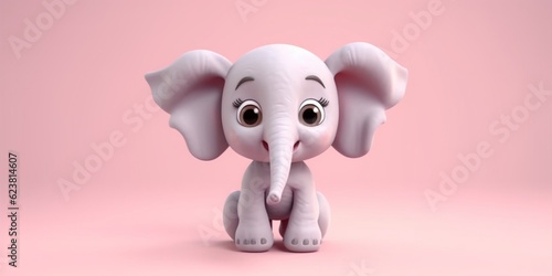 Baby elephant cute animal clay cartoon animation  AI Generated