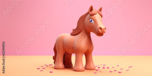 Little horse cute animal clay cartoon animation, AI Generated