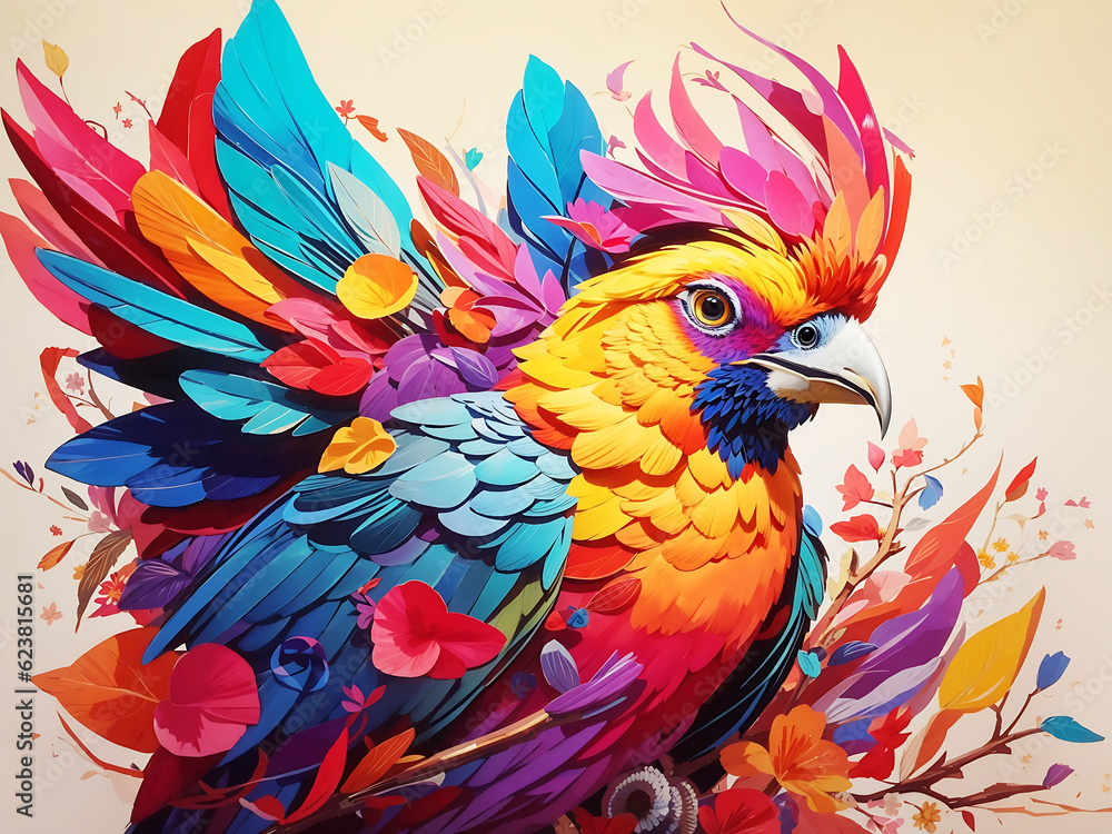 Fototapeta premium Color Full Bird In Forest AI Generated