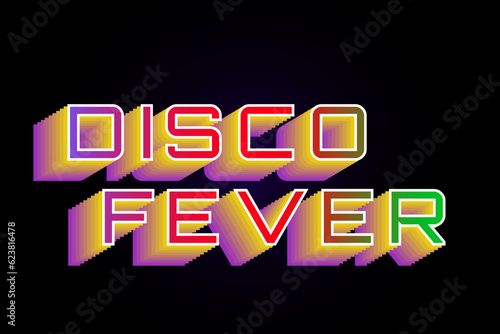 Retro Disco Fever Sign in Vintage Retro Typography style isolated in black background. Editable Vector Illustration. EPS 10.