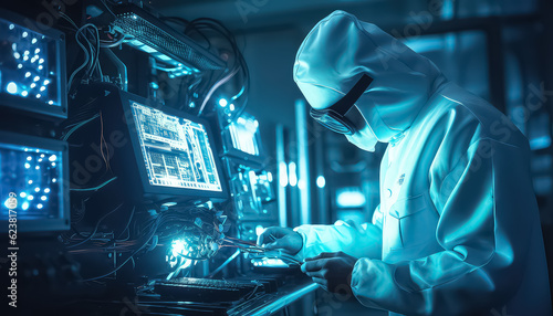 An electronics design engineer designing a motherboard.