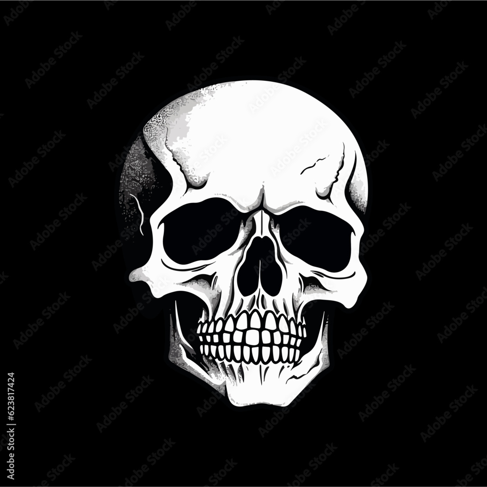 Black and white skull vector illustration. Black and white skull vector illustration.