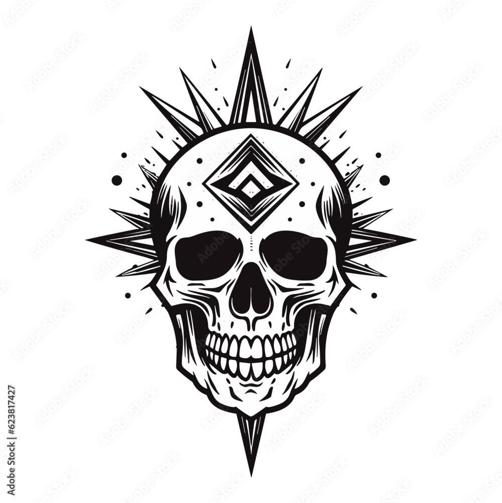 Black and white skull vector illustration. Black and white skull vector illustration.
