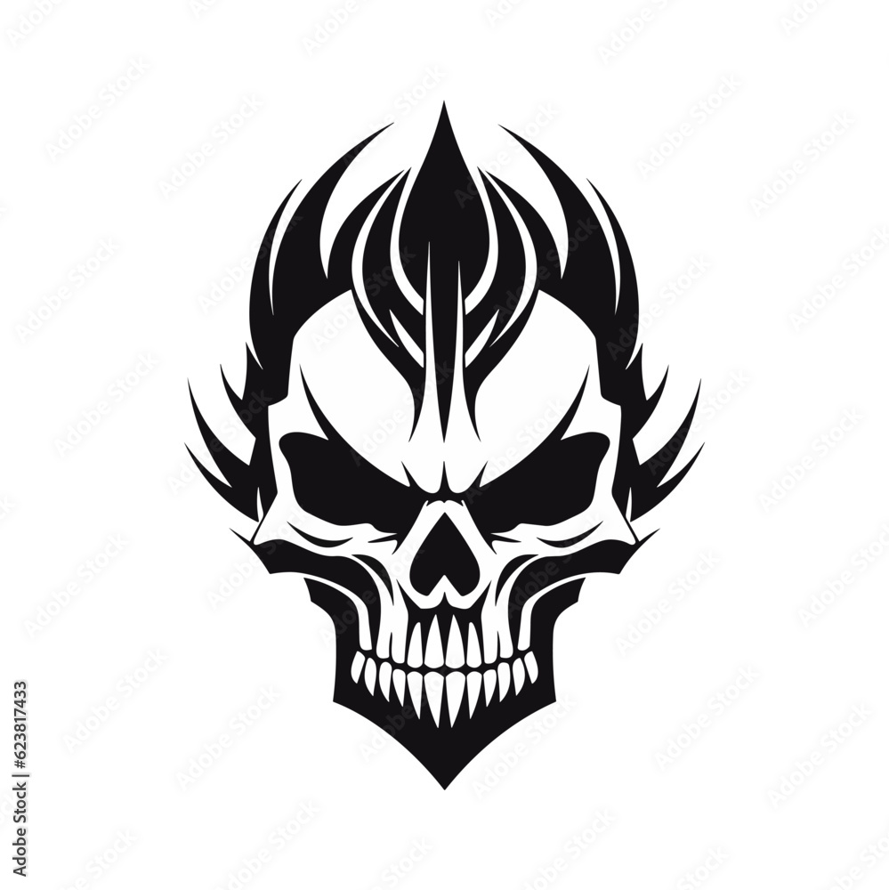 Black and white skull vector illustration. Black and white skull vector illustration.