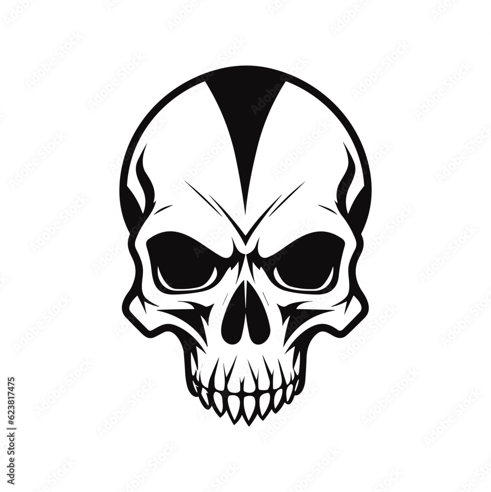 Fototapeta premium Black and white skull vector illustration.