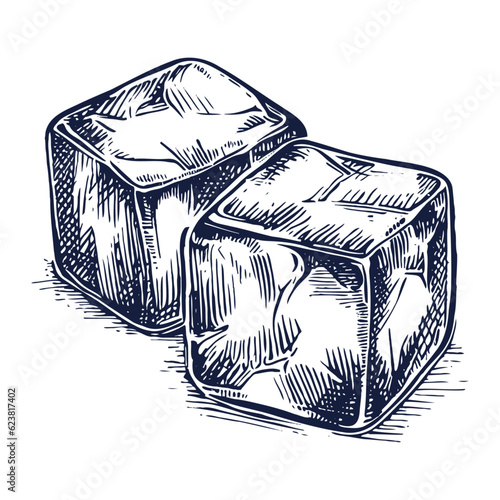 ice cubes vintage sketch