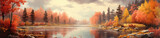 Panoramic view of an autumn forest landscape. AI