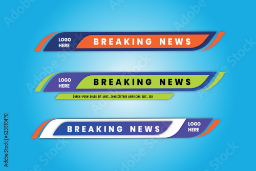  simple geometric lower third banner template design. Colorful lower thirds set template vector. sport, news
