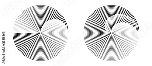 Circles with lines in spiral symbol. Art lines illustration as logo or tattoo, icon.