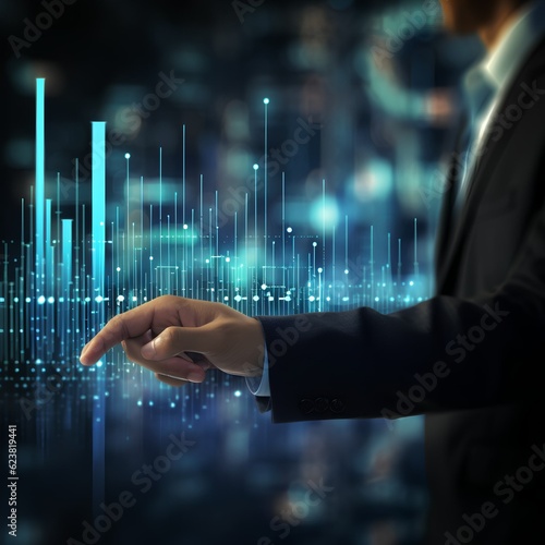Businessman analyzing and calculating financial data for long term investment growth goals and company finance balance, Business strategy and planning of target. Economic analysis of Digital mark