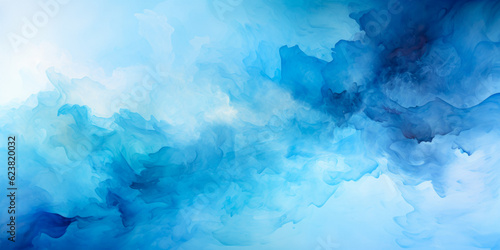 Abstract Watercolor Background In Blue Tints Created With Artificial Intelligence