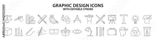 Graphic Design Icons. Set icon about graphic design. Vector illustration. Editable Stroke.