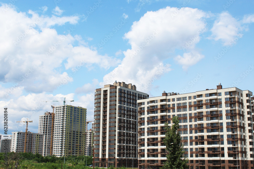 construction of a new residential area with apartment buildings