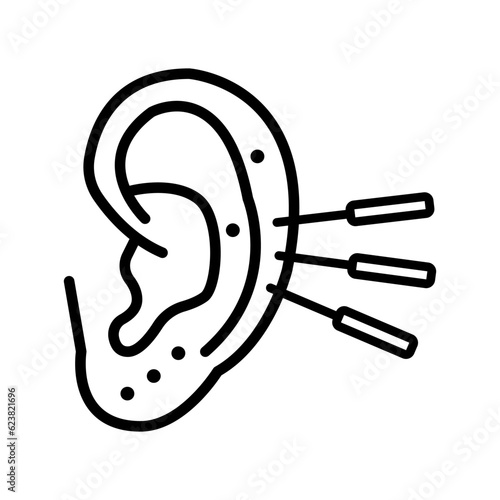Ear acupuncture icon. Outline ear acupuncture vector icon for web design isolated on white background