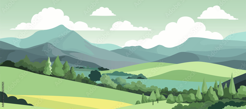 Landscape Background Hills Mountains Fields Trees Landscape Background Hills Mountains Fields Trees