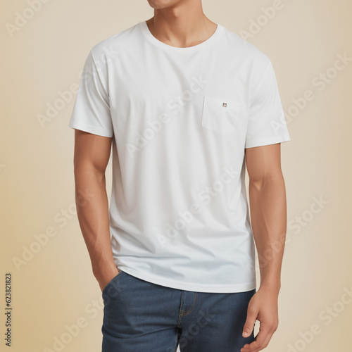 man in white t shirt. Generative AI