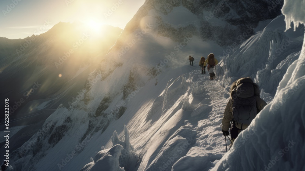 Scaling New Heights: Adventurous Climbers Conquer Mount Everest's Icy