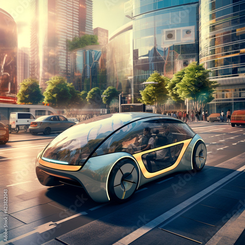 Efficiency and Safety Combined: Self-Driving Car on a City Street © DanielaAndrea