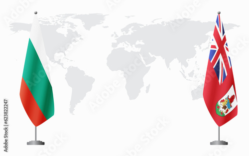 Bulgaria and Bermuda flags for official meeting