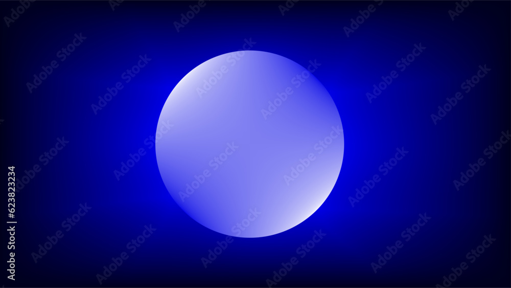 Glowing silver orb like a moon over glowing dark blue gradient background