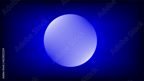 Glowing silver orb like a moon over glowing dark blue gradient background