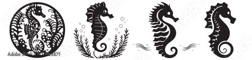 Seahorse vector silhouette illustration black shape