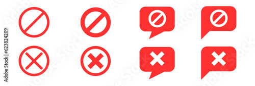 blocked social media, comment, reply icon red cross