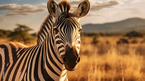 Portrait of a Zebra in the Savanna 