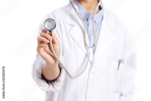 The young woman doctor with a stethoscope