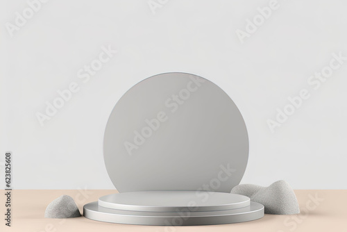 photo silver luxury podium 3d abstract background empty backdrop pedestal product display for product placement