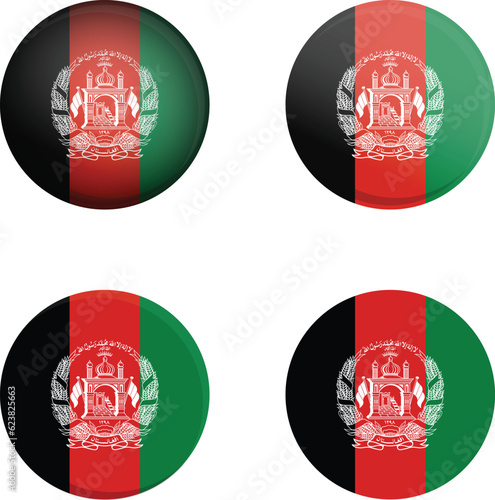 Round Country Flag in different styles disc badge vector illustration Afghanistan
