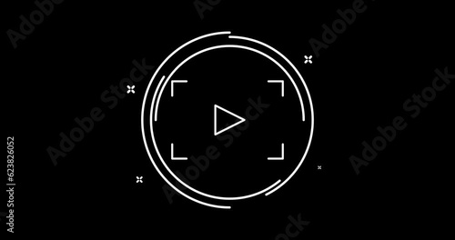 play button animated outline icon with alpha channel. augmented reality rotation appearance 4k video animation for web, mobile and ui design