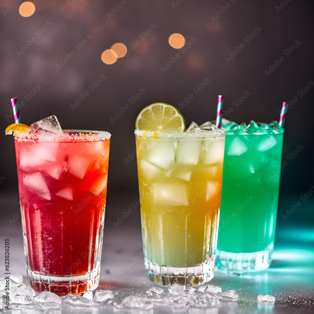 Colorful fruit cocktails