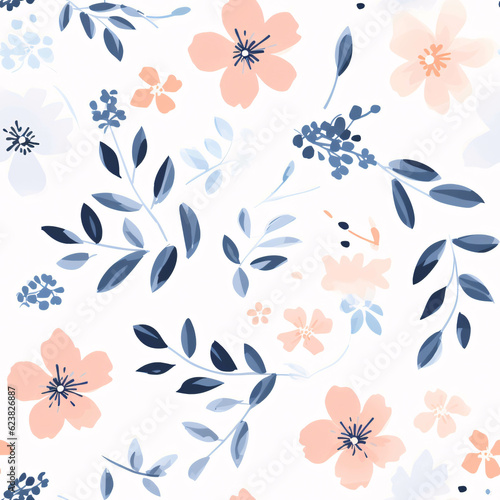 simple water-color style of flower themed pattern  vector illustration  foreground elements