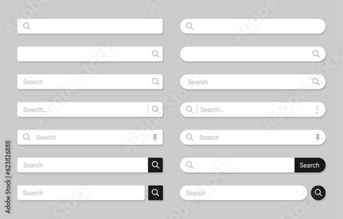 Search bar Set. different blank empty template search bar icon for website and ui and browsers