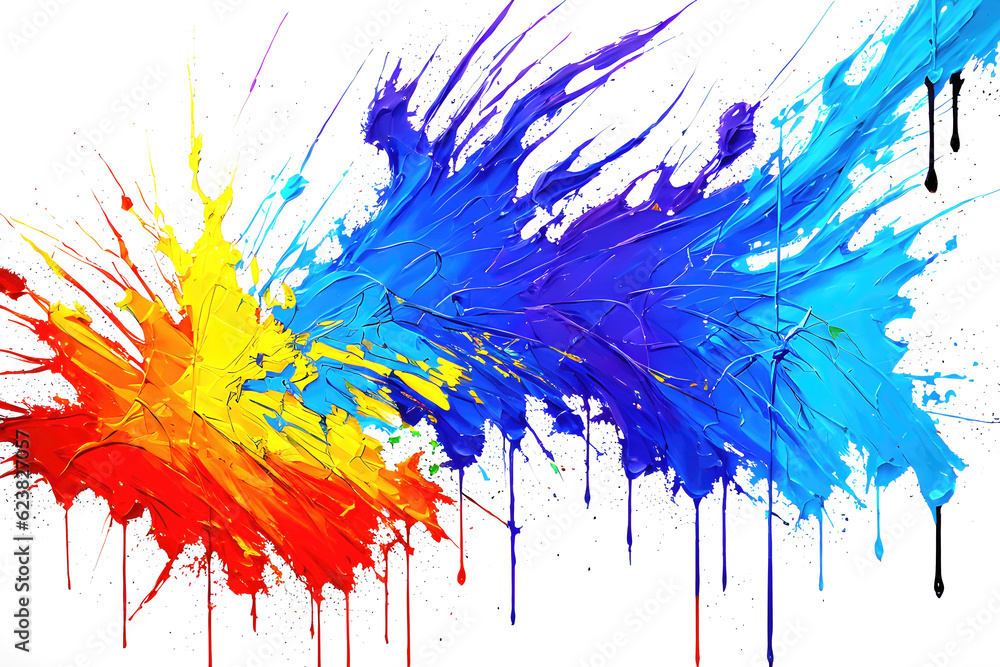 Fototapeta premium Abstract colorful background, oil paint splashes isolated on white background. Generative Ai.