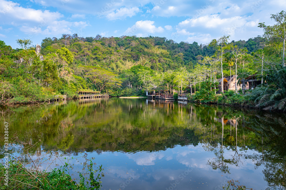 Fototapeta premium The lake in the khao kheow open zoo