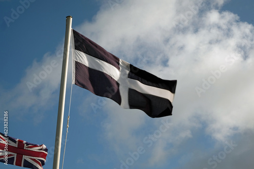 CORNISH FLAG PADSTOW HARBOUR CORNWALL UK