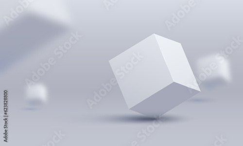 White cubes. Box. Vector illustration. Vector illustration of 3d cubes, Flying cubes, abstraction from three-dimensional figures, space with cubes, 3d objects