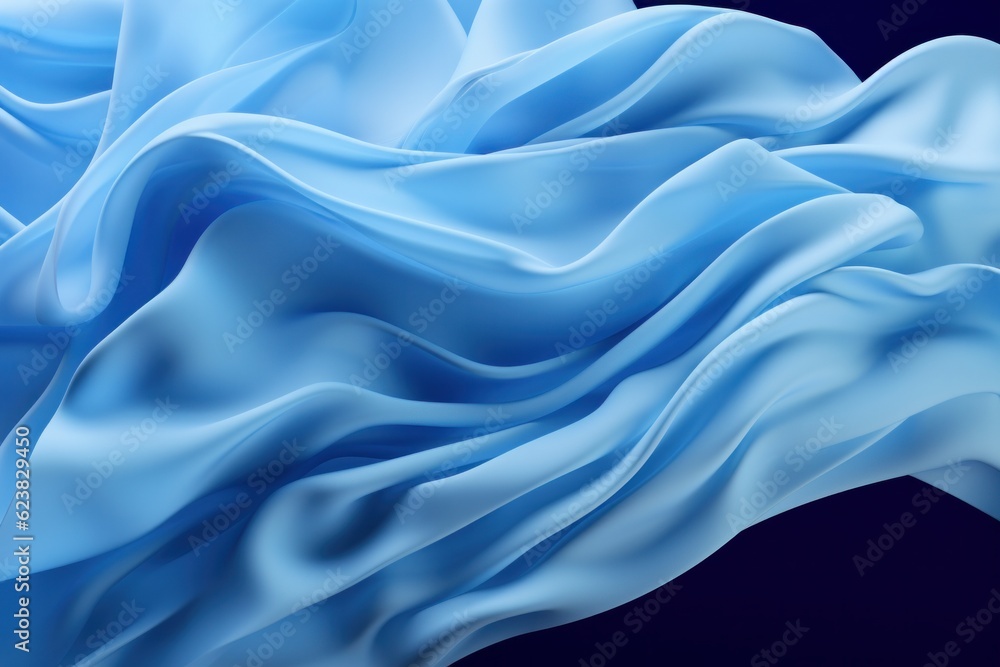 Obraz premium Abstract blue background with smooth wavy silk or satin texture