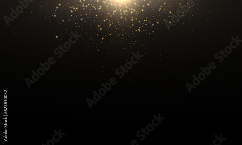 Abstract falling golden lights. Magic gold dust and glare. Festive Christmas background. Golden rain. Vector illustration. Golden glitter texture christmas abstract particle background 