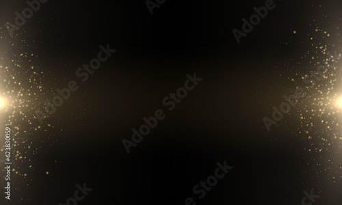 Abstract falling golden lights. Magic gold dust and glare. Festive Christmas background. Golden rain. Vector illustration. Golden glitter texture christmas abstract particle background 