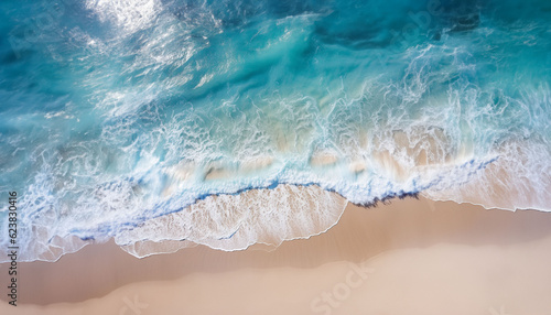 white sand beach with water wave © CHAYAPORN