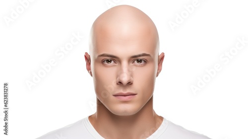 young man bald head, generative ai  photo