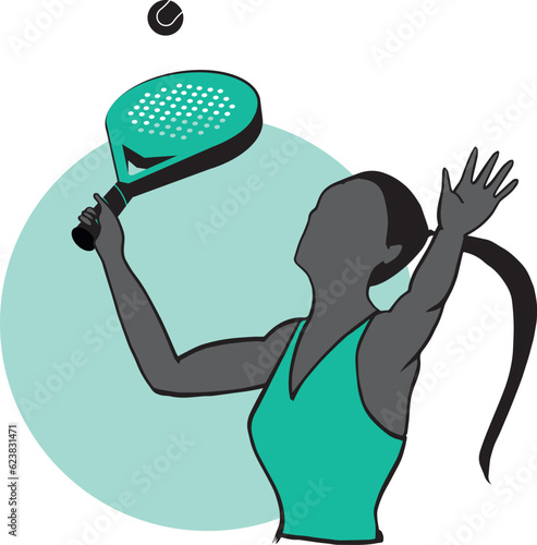 woman play padel. paddle tennis girl, with sport clothes, kilt and racket,isolated