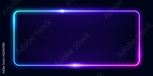 Tela Vector 3d render, square glowing in the dark, pink blue neon light, illuminate frame design