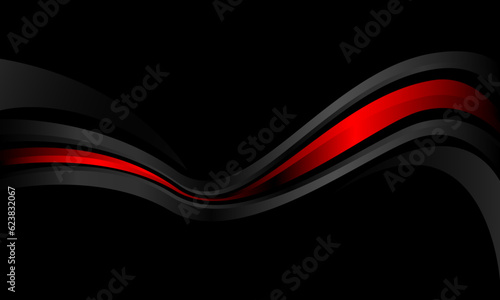 Abstract red black metallic curve wave  geometric design modern futuristic background vector