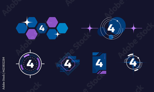 Timers Template Cyberpunk HUD, GUI, VR Interface elements, tech and modern objects pack, futuristic design for software, screen and apps, 2077, abstract digital Y2K retro futuristic style