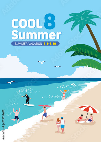 People on vacation at resort beach