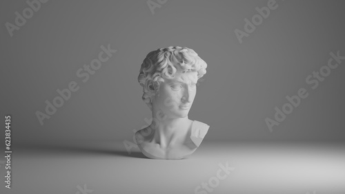 Mikelangelo's David bust 3d illustration. Modern illustration. Concept art
